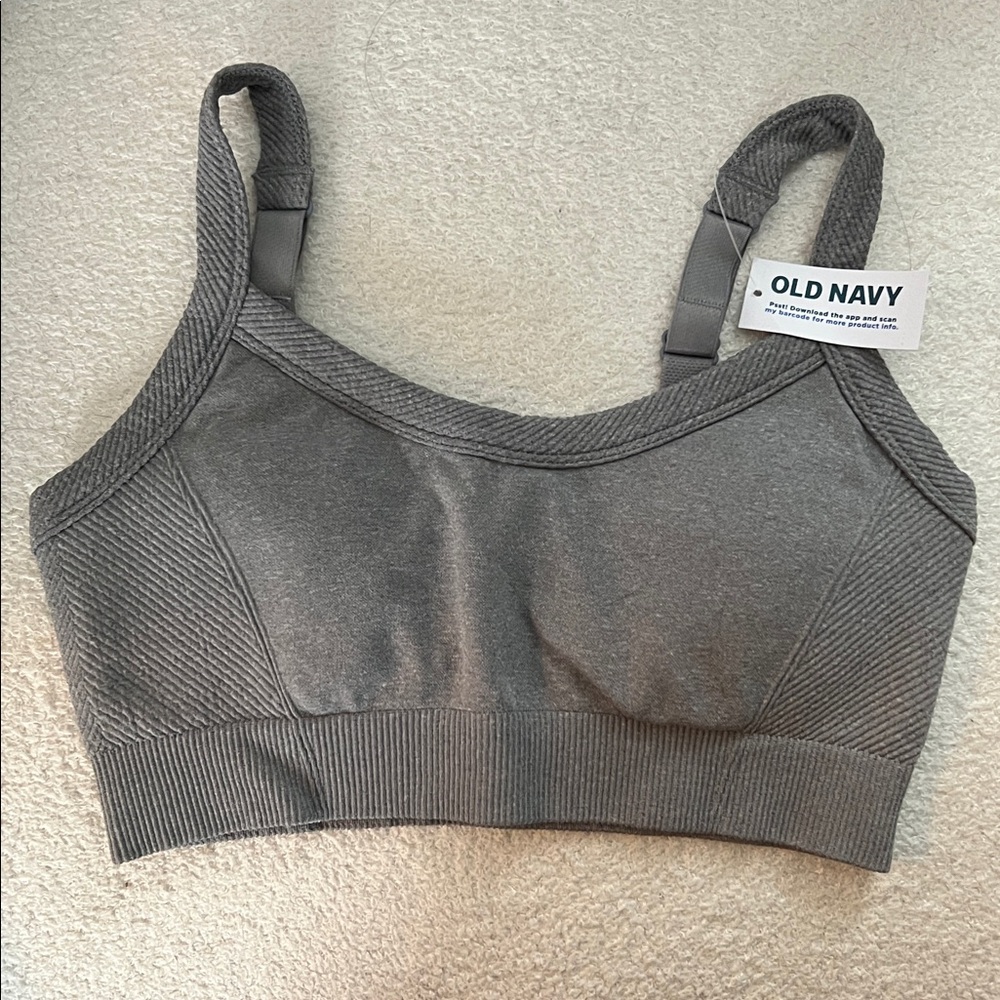 NWT Old Navy Active Seamless Light Support Grey Sports Bra Size M